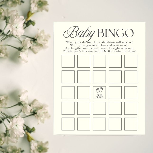 Papier Minimal Gender Neutral Baby Shower Bingo Game (Créateur téléchargé)