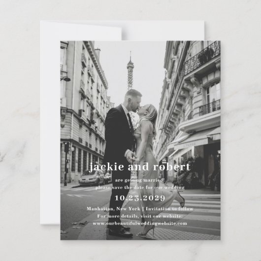 Papier Minimal moderne photo budget mariage Enregistrer l (Devant)