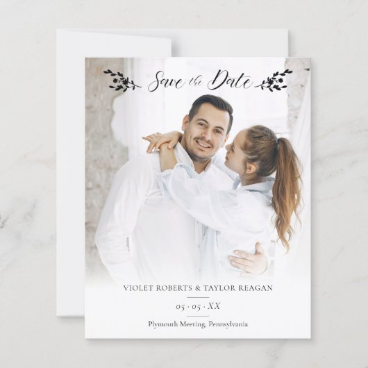 Papier Minimalist Botanical Personalized Wedding Photo (Devant)