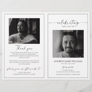 Papier Minimalist Funeral Order of Service Folded Program