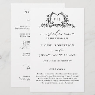 Papier Minimalist Monogram Calligraphy Wedding Program