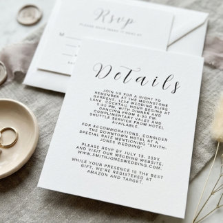 Papier Minimalist Wedding Details Card