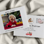 Papier Minimaliste Funny Baby Christmas Faire-part de nai<br><div class="desc">Annoncez l'arrivée de votre bébé avec ce mignon faire-part de naissance minimaliste de noël. Cette carte de Noël comporte un texte simple de machine à écrire. Personnalisez avec 1 photo sur le devant et 3 photos sur le dos avec toutes les informations sur votre état de naissance. Visitez ma collection...</div>