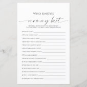 Papier Minimaliste Moderne Qui Connaît La Mommy Meilleur (Devant)