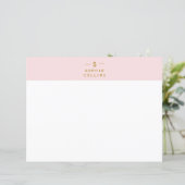 Papier minimaliste monogramme rose or (Debout devant)