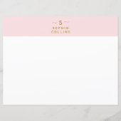 Papier minimaliste monogramme rose or (Devant)