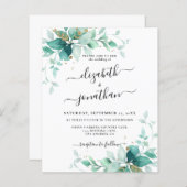 Papier Mint Green Budget Gold Faire-part de mariage de ve (Devant / Derrière)