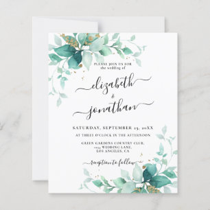 Papier Mint Green Budget Gold Faire-part de mariage de ve