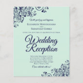 Papier Mint Green & Marine BUDGET Invitation de réception (Devant)