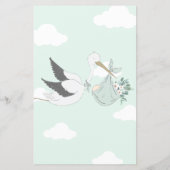 Papier Mint Green Stork Baby Predictions Jeu (Dos)