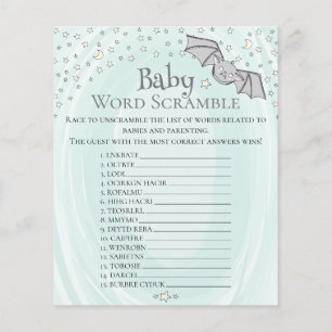 Papier Mint Neutral Mot Bébé Baby shower Jeu