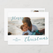 Papier Minuscule photo bleue Noël moderne (Devant / Derrière)