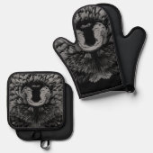 PAPIER MIRAGE Black Chow Ovenwant & Pannenlap Set (Voorkant / Achterkant)