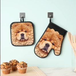 PAPIER MIRAGE RedChow Ovenwant & Pannenlap Set