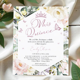 Papier Mis Quince   Floral Photo Quinceañera Invitation