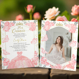 Papier Mis Quince Photo Budget Invitation Espagnol Rose