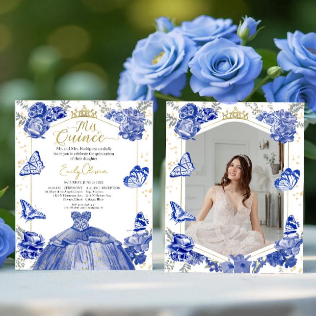 Papier Mis Quince Photo Budget Invitation Royal Blue (Créateur téléchargé)