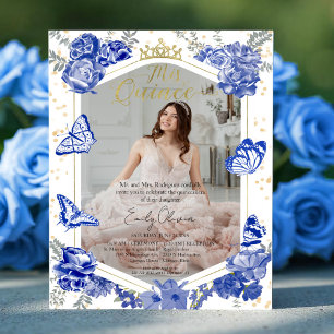 Papier Mis Quince Photo Budget Invitation Royal Blue