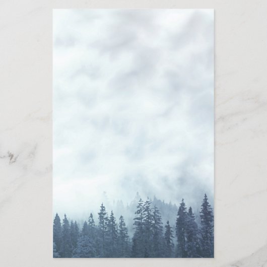 Papier Misty Blue Pines BUDGET Faire-part de mariage (Dos)