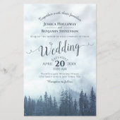Papier Misty Blue Pines BUDGET Faire-part de mariage (Devant)