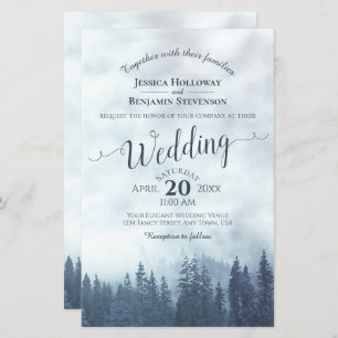 Papier Misty Blue Pines BUDGET Faire-part de mariage