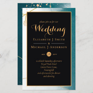 Papier Misty Turquoise Gold Faire-part de mariage BUDGET 