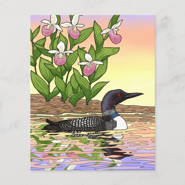 Papier MN State Bird Flower Loon Lady Slipper (Devant)