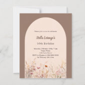 Papier Mocha beige fleurs fleurs sauvages invitation anni (Devant)