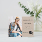 Papier Mocha beige Graduation Party Save the Date card (Debout devant)