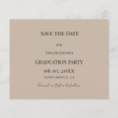 Papier Mocha beige Graduation Party Save the Date card (Dos)