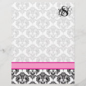 Papier Mode Diva rose framboise Monogramme Damas (Devant)