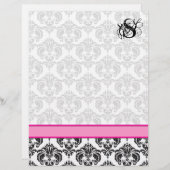 Papier Mode Diva rose framboise Monogramme Damas (Devant / Derrière)