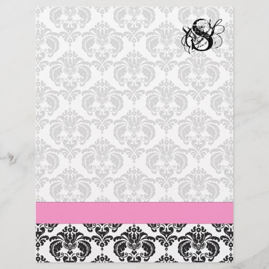 Papier Mode Diva rose framboise Monogramme Damas (Devant)