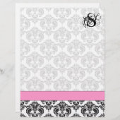 Papier Mode Diva rose framboise Monogramme Damas (Devant / Derrière)