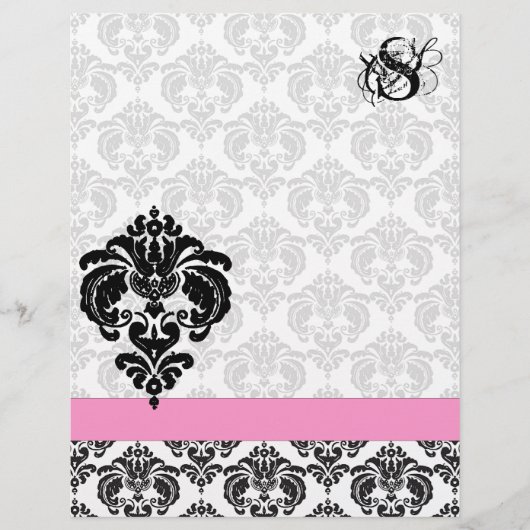 Papier Mode Diva rose framboise Monogramme Damas (Devant)