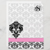 Papier Mode Diva rose framboise Monogramme Damas (Devant / Derrière)
