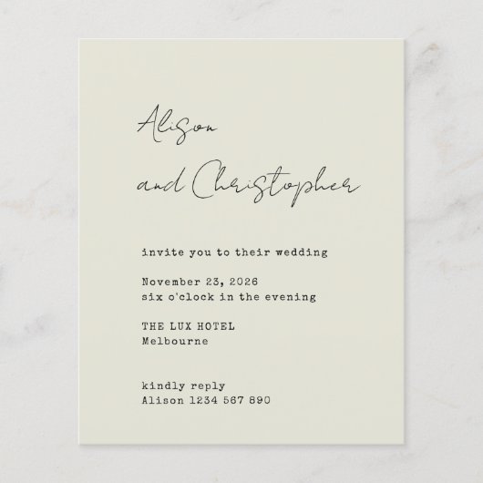 Papier Modern Beige Elegant Script Wedding Invitation (Devant)