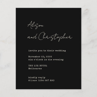 Papier Modern Black Elegant Script Wedding Invitation
