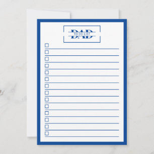 Papier Modern Blauw Monogram 13 x 18 cm Takenlijst Kaart