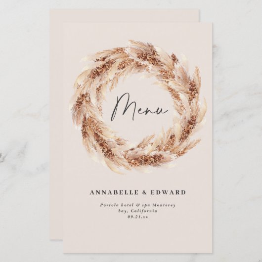 Papier Modern bohemian bohemian botanical pampas grass we (Devant / Derrière)