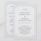 Papier Modern Classic Stripes Dusty Blue Wedding Program (Devant / Derrière)