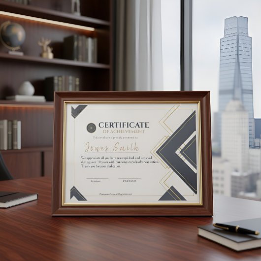 Papier Modern Gold Gray Certificate of Achievement Design
