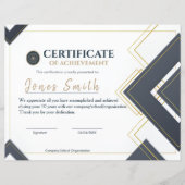 Papier Modern Gold Gray Certificate of Achievement Design (Devant)