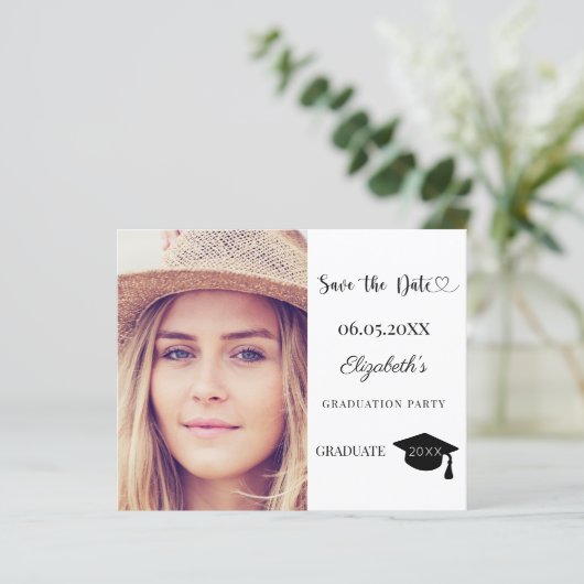 Papier Modern Graduation Party Save the Date card (Debout devant)