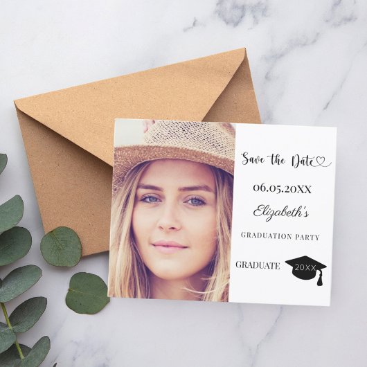 Papier Modern Graduation Party Save the Date card