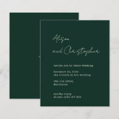 Papier Modern Green Elegant Script Wedding Invitation (Devant / Derrière)