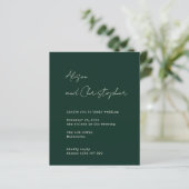 Papier Modern Green Elegant Script Wedding Invitation (Debout devant)