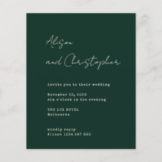Papier Modern Green Elegant Script Wedding Invitation