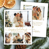 Papier Modern Happy Holidays Gold Script 4 Photo Collage