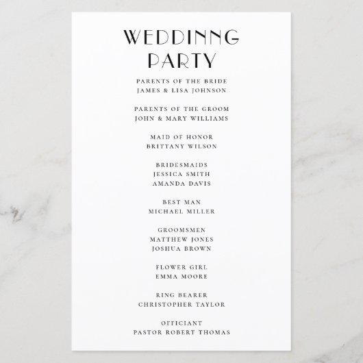 Papier Modern Minimalist Wedding | Black & White Program (Dos)